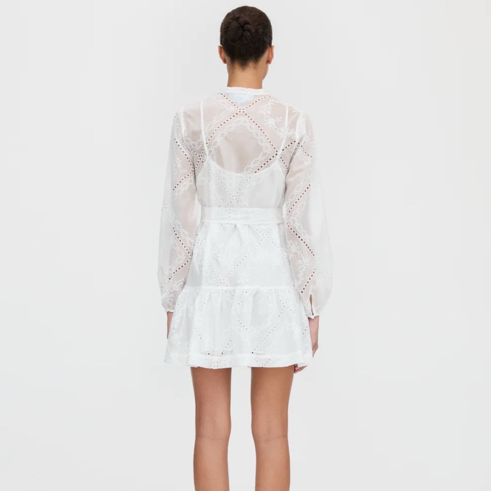 Small NWT Hill House Yara Long Sleeve Mini Dress in
White, Patchwork Organza - Picture 5 of 5